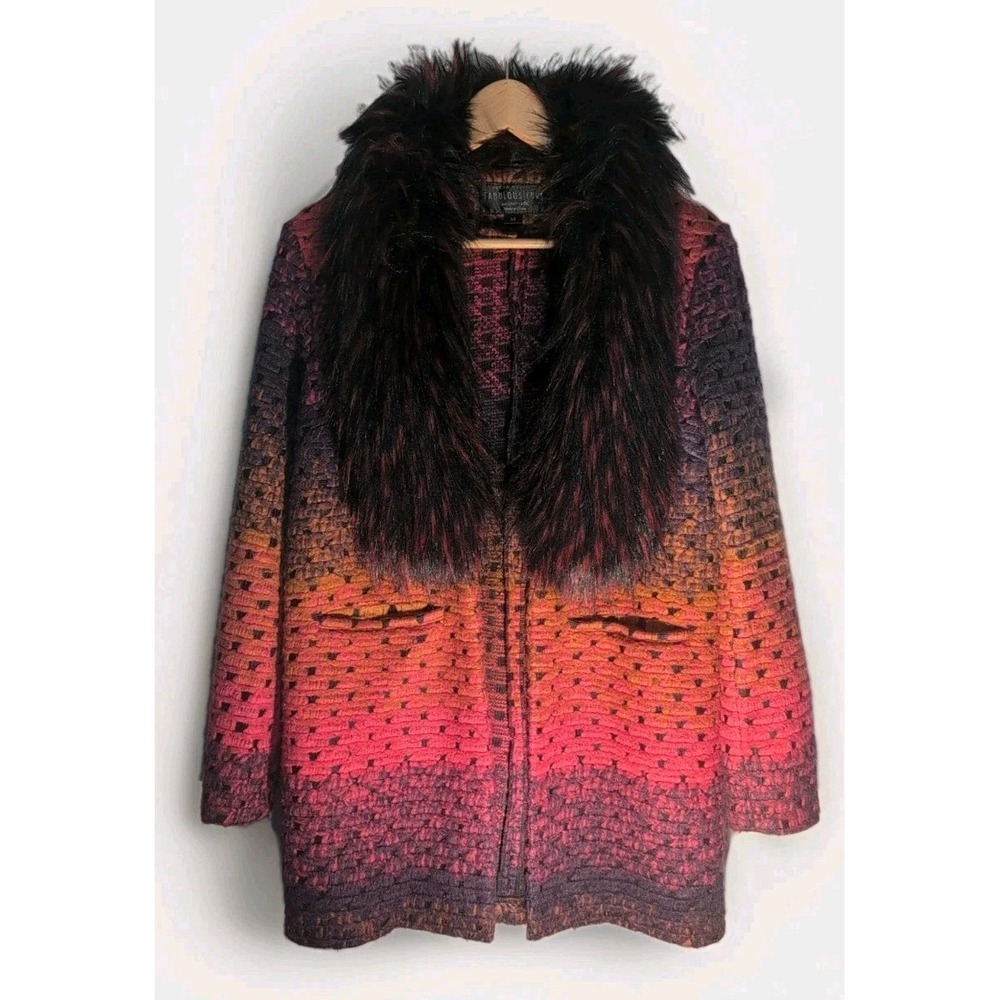 Donna Salyers Fabulous Fur Womens Coat Size XS Multicolor Acrylic Open Front